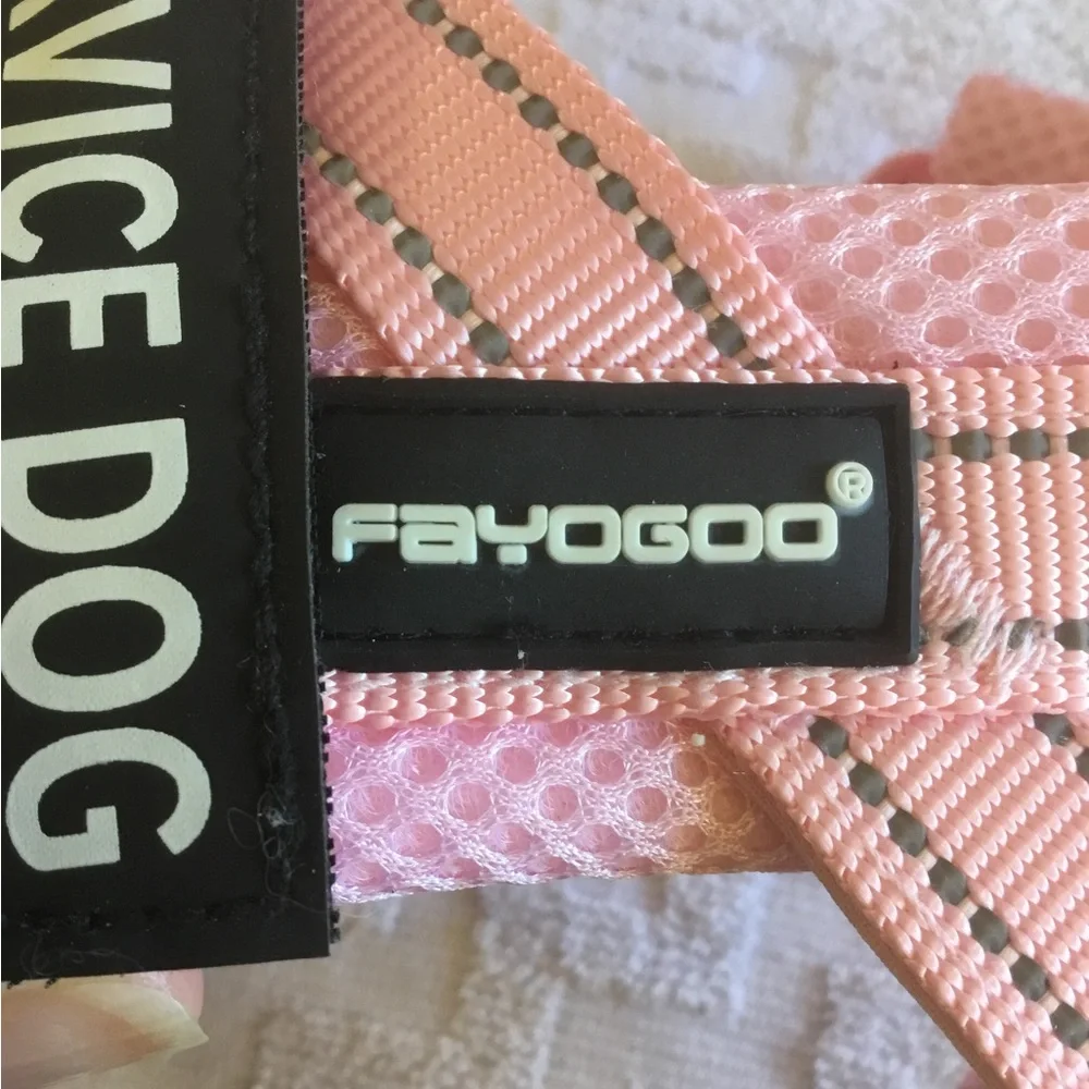 Fayogoo SERVICE DOG Pink Reflective Mesh Dog Harness